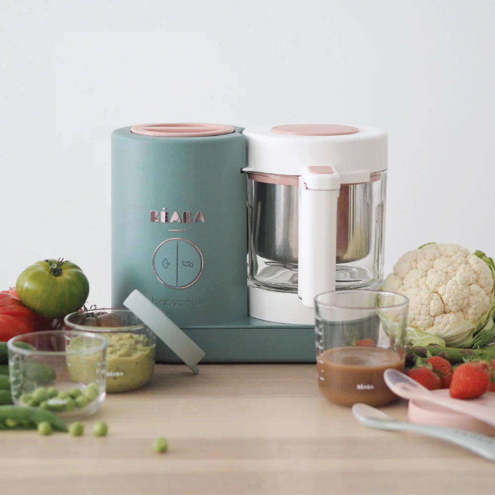 Beaba Babycook Neo - 6 In 1 Baby Food Maker, Blender, Steamer, Cooker & Sterilizer, Auto Shut-off Portable Baby Food Processor, Puree Maker and Warmer 0m+ :Eucalyptus