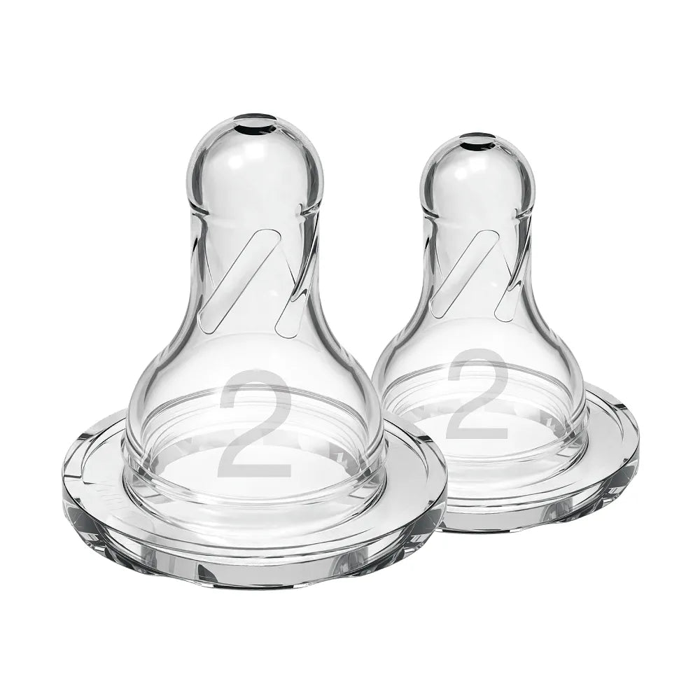 Dr. Brown's Natural Flow Narrow Baby Bottle Silicone Level 2 Nipple, 2-Pack)
