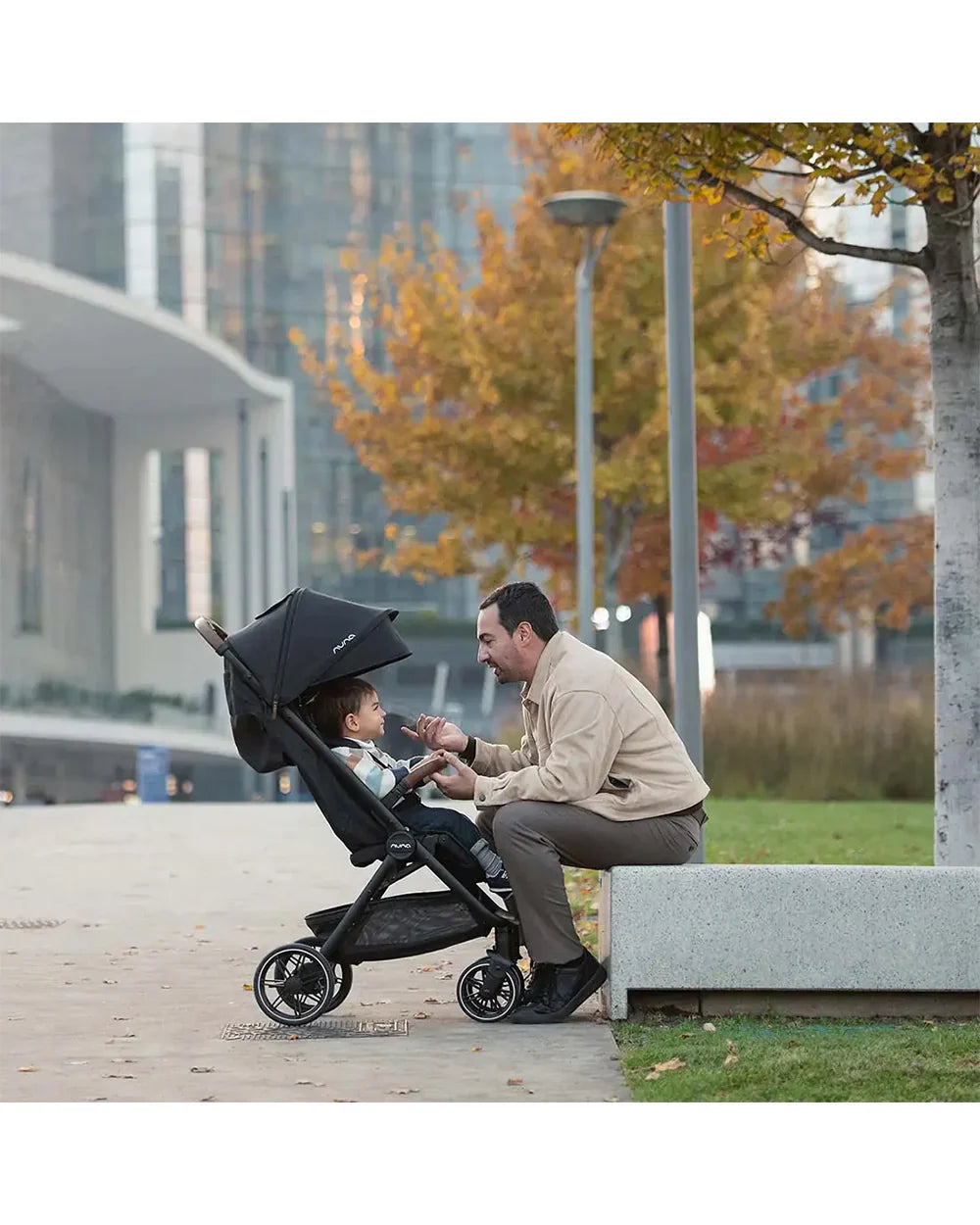 Nuna TRVL LX Cabin Friendly Baby Stroller-With Cup Holder-One Hand Fold-Big Rear Wheels-Car Seat Compatible-Includes Rain Cover & Travel Bag-2 Years Warranty-Pram for 0 to 4Y (Upto 22Kg)-Caviar