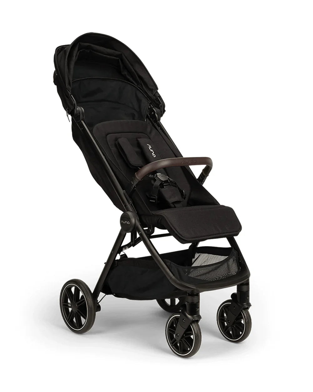 Nuna TRVL LX Cabin Friendly Baby Stroller-With Cup Holder-One Hand Fold-Big Rear Wheels-Car Seat Compatible-Includes Rain Cover & Travel Bag-2 Years Warranty-Pram for 0 to 4Y (Upto 22Kg)-Caviar