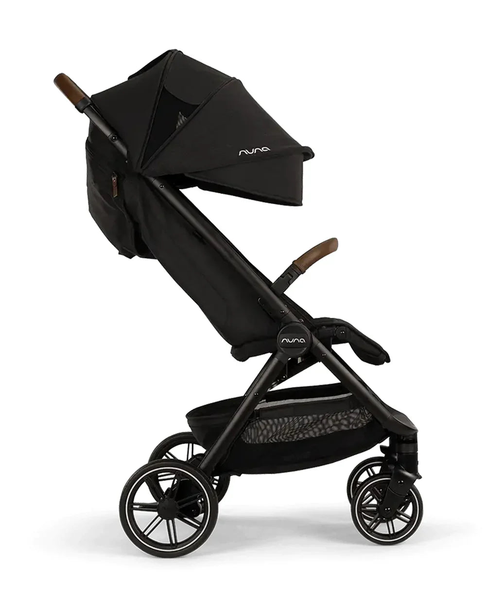 Nuna TRVL LX Cabin Friendly Baby Stroller-With Cup Holder-One Hand Fold-Big Rear Wheels-Car Seat Compatible-Includes Rain Cover & Travel Bag-2 Years Warranty-Pram for 0 to 4Y (Upto 22Kg)-Caviar