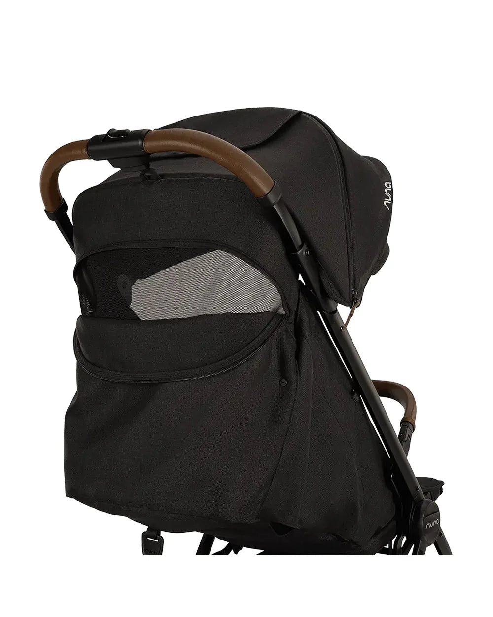 Nuna TRVL LX Cabin Friendly Baby Stroller-With Cup Holder-One Hand Fold-Big Rear Wheels-Car Seat Compatible-Includes Rain Cover & Travel Bag-2 Years Warranty-Pram for 0 to 4Y (Upto 22Kg)-Caviar