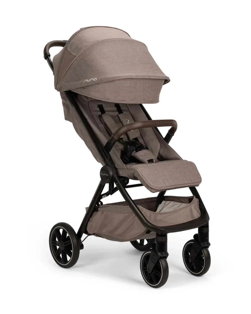 Nuna TRVL LX Cabin Friendly Baby Stroller-With Cup Holder-One Hand Fold-Big Rear Wheels-Car Seat Compatible-Includes Rain Cover & Travel Bag-2 Years Warranty-Pram for 0 to 4Y (Upto 22Kg)-Cedar
