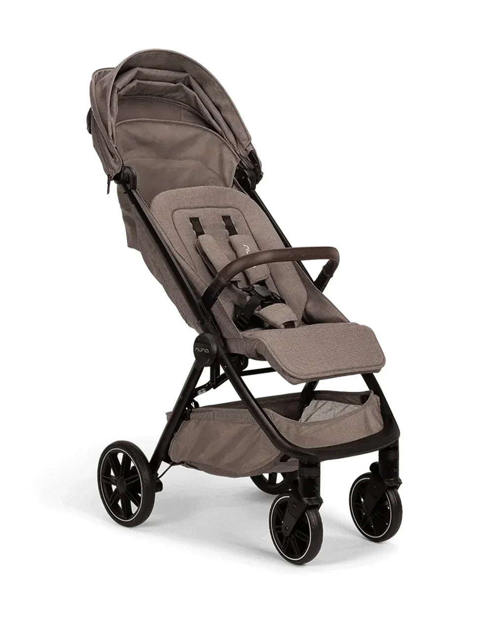 Nuna TRVL LX Cabin Friendly Baby Stroller-With Cup Holder-One Hand Fold-Big Rear Wheels-Car Seat Compatible-Includes Rain Cover & Travel Bag-2 Years Warranty-Pram for 0 to 4Y (Upto 22Kg)-Cedar