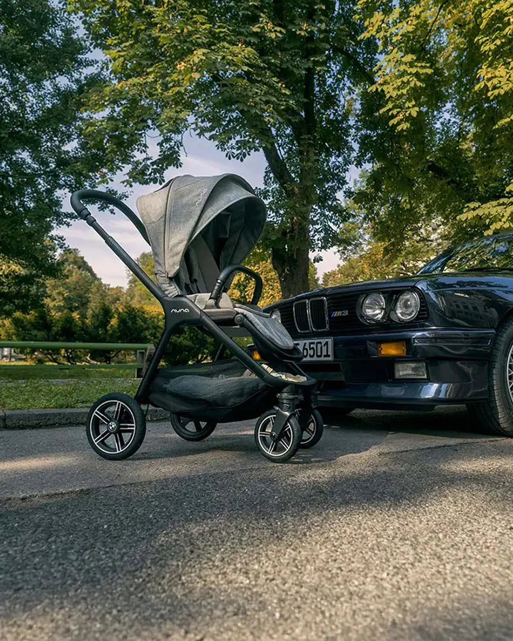 Nuna TRIV Next Stroller BMW Collection-With Cup Holder & Travel Bag-Metal BMW Badge On Window Flap-Exclusvie Wheels With BMW Trinity Pattern-Pram for 0 to 4Y (Upto 22Kg)-Graphene