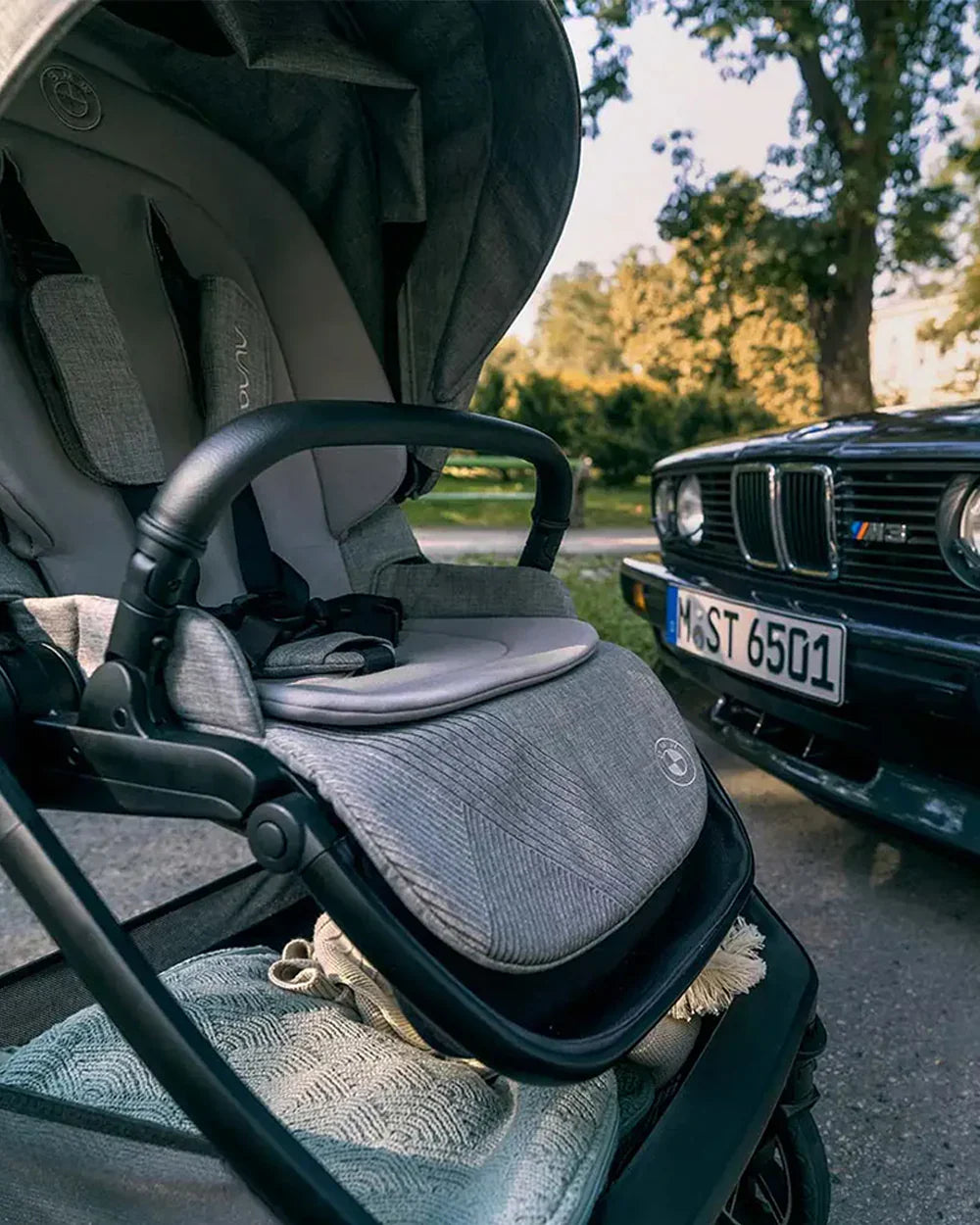 Nuna TRIV Next Stroller BMW Collection-With Cup Holder & Travel Bag-Metal BMW Badge On Window Flap-Exclusvie Wheels With BMW Trinity Pattern-Pram for 0 to 4Y (Upto 22Kg)-Graphene
