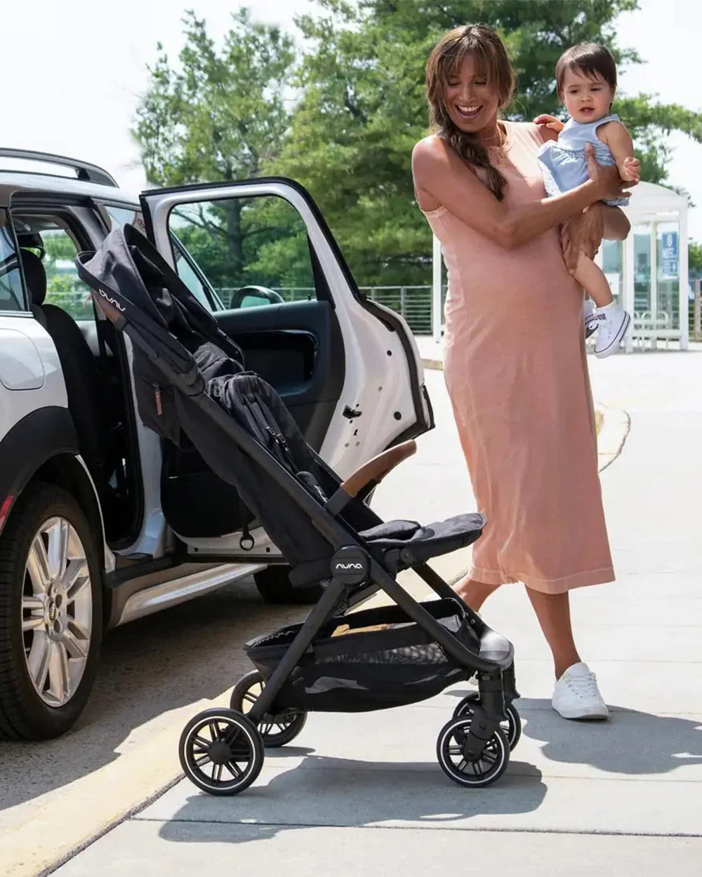 Nuna TRVL Cabin Friendly Baby Stroller-With Cup Holder-One Touch Fold-Compact Size-Pram for 0M+ (Upto 22Kg)-Caviar