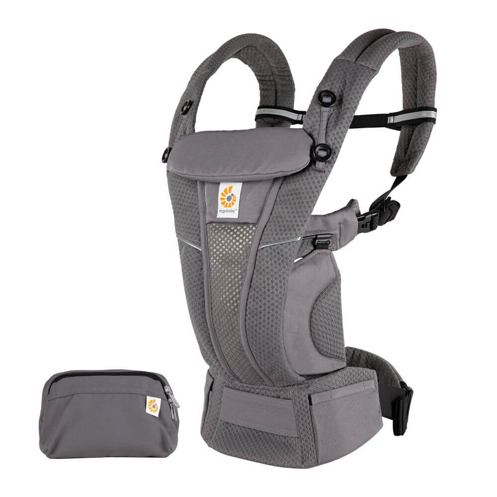 Ergobaby Omni Breeze Baby Carrier - Lightweight Newborn to Toddler Carrier with Breathable Soft Mesh, Enhanced Lumbar Support, Adjustable Waistbelt & Cross Straps, Privacy Hood, 4 Carry Positions, 3-20Kgs, Birth - 4 Years, Graphite Grey