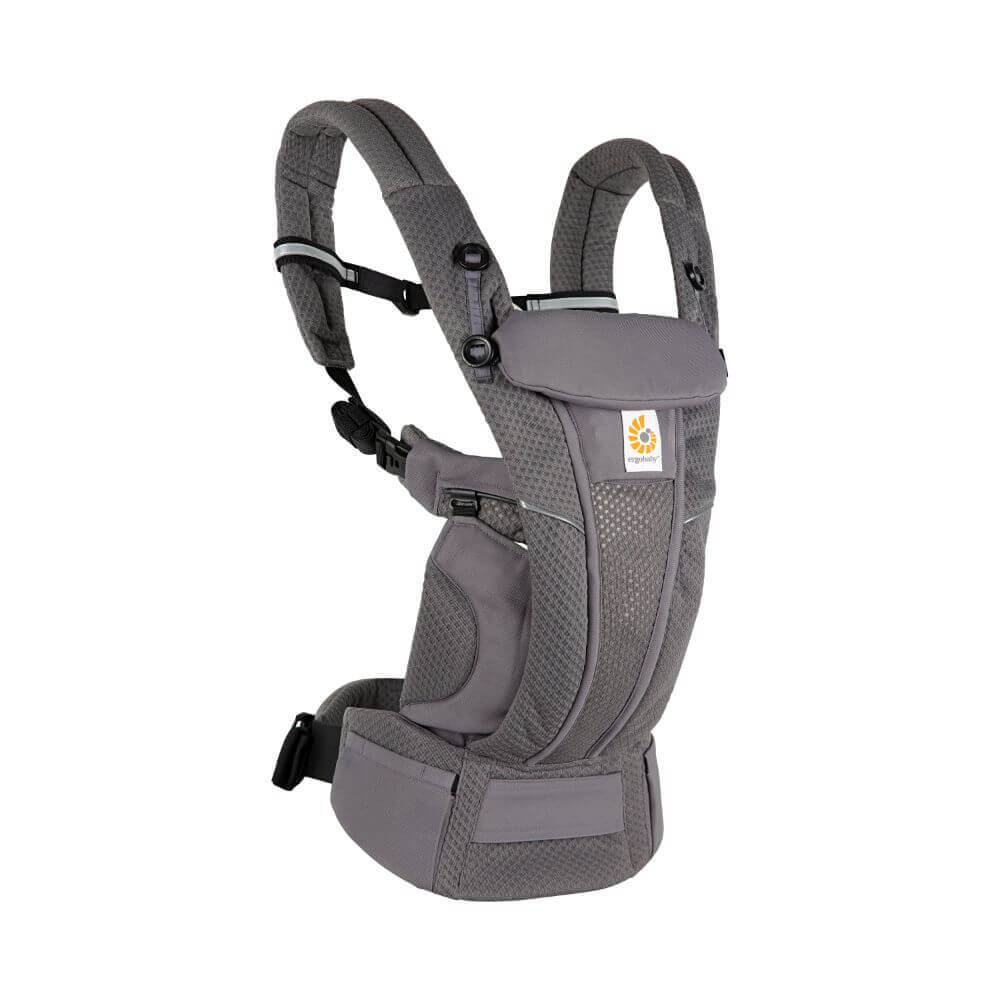Ergobaby Omni Breeze Baby Carrier - Lightweight Newborn to Toddler Carrier with Breathable Soft Mesh, Enhanced Lumbar Support, Adjustable Waistbelt & Cross Straps, Privacy Hood, 4 Carry Positions, 3-20Kgs, Birth - 4 Years, Graphite Grey