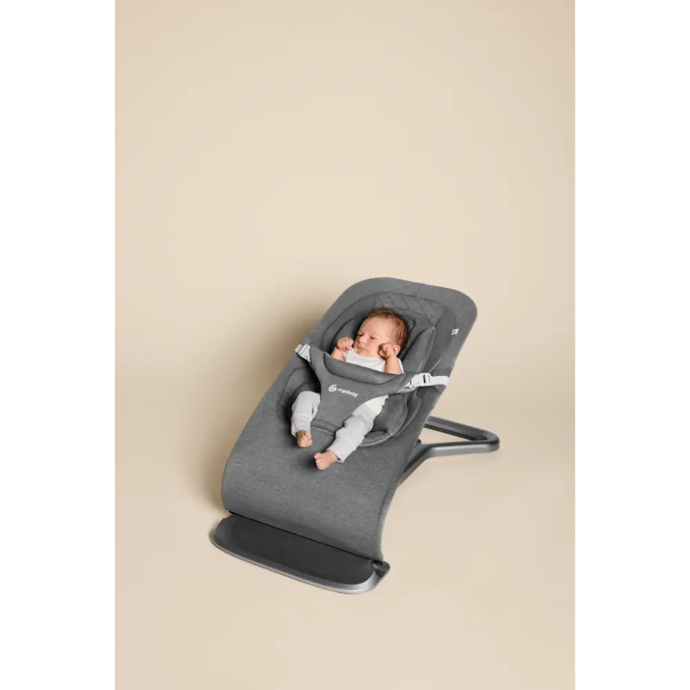 Ergobaby Evolve 3-in-1 Bouncer – Adjustable Multi-Position Baby Bouncer Seat with Newborn Insert, Head to Hip Support, Ergonomic & Lightweight Rocking Chair, Folds Flat for Easy Storage, From Newborn to Toddler, 2-13 Kgs, Birth - 2Years-CHARCOAL GREY