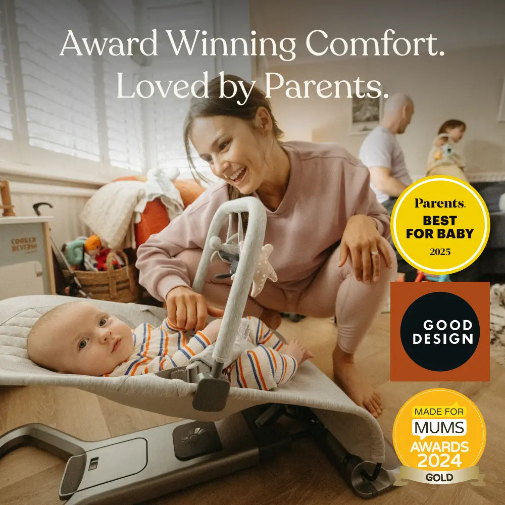 Ergobaby Evolve 3-in-1 Bouncer – Adjustable Multi-Position Baby Bouncer Seat with Newborn Insert, Head to Hip Support, Ergonomic & Lightweight Rocking Chair, Folds Flat for Easy Storage, From Newborn to Toddler, 2-13 Kgs, Birth - 2Years-CHARCOAL GREY