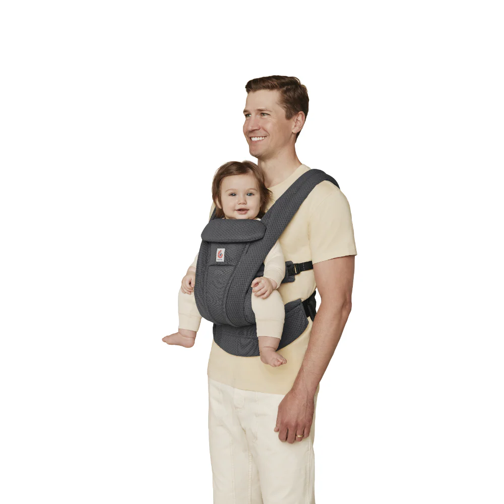 Ergobaby Omni Deluxe Baby Carrier – Lightweight, Breathable Mesh, Adjustable Waistbelt, Lumbar Support, 4 Carry Positions, Privacy Hood, 6 Pockets, Newborn to Toddler (3–20 kg, 0–4 Years), Graphite Grey