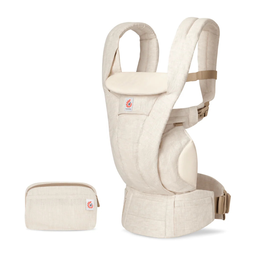 Ergobaby Omni Deluxe Baby Carrier - Lightweight Newborn to Toddler Carrier with Breathable Linen Fabric, Enhanced Lumbar Support, Adjustable Waistbelt & Cross Straps, Privacy Hood, 4 Carry Positions, 6 Storage Pockets, 3-20Kgs, Birth - 4 Years, Linen