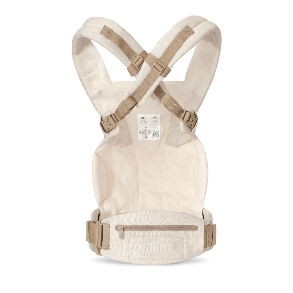 Ergobaby Omni Deluxe Baby Carrier - Lightweight Newborn to Toddler Carrier with Breathable Linen Fabric, Enhanced Lumbar Support, Adjustable Waistbelt & Cross Straps, Privacy Hood, 4 Carry Positions, 6 Storage Pockets, 3-20Kgs, Birth - 4 Years, Linen