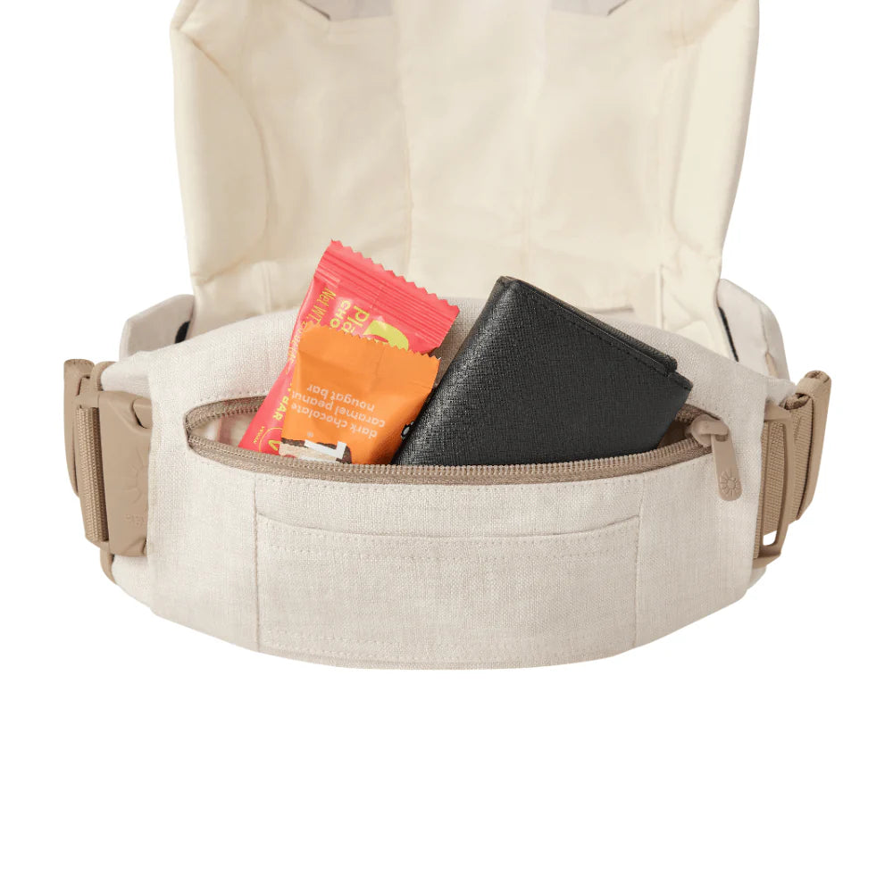 Ergobaby Omni Deluxe Baby Carrier - Lightweight Newborn to Toddler Carrier with Breathable Linen Fabric, Enhanced Lumbar Support, Adjustable Waistbelt & Cross Straps, Privacy Hood, 4 Carry Positions, 6 Storage Pockets, 3-20Kgs, Birth - 4 Years, Linen