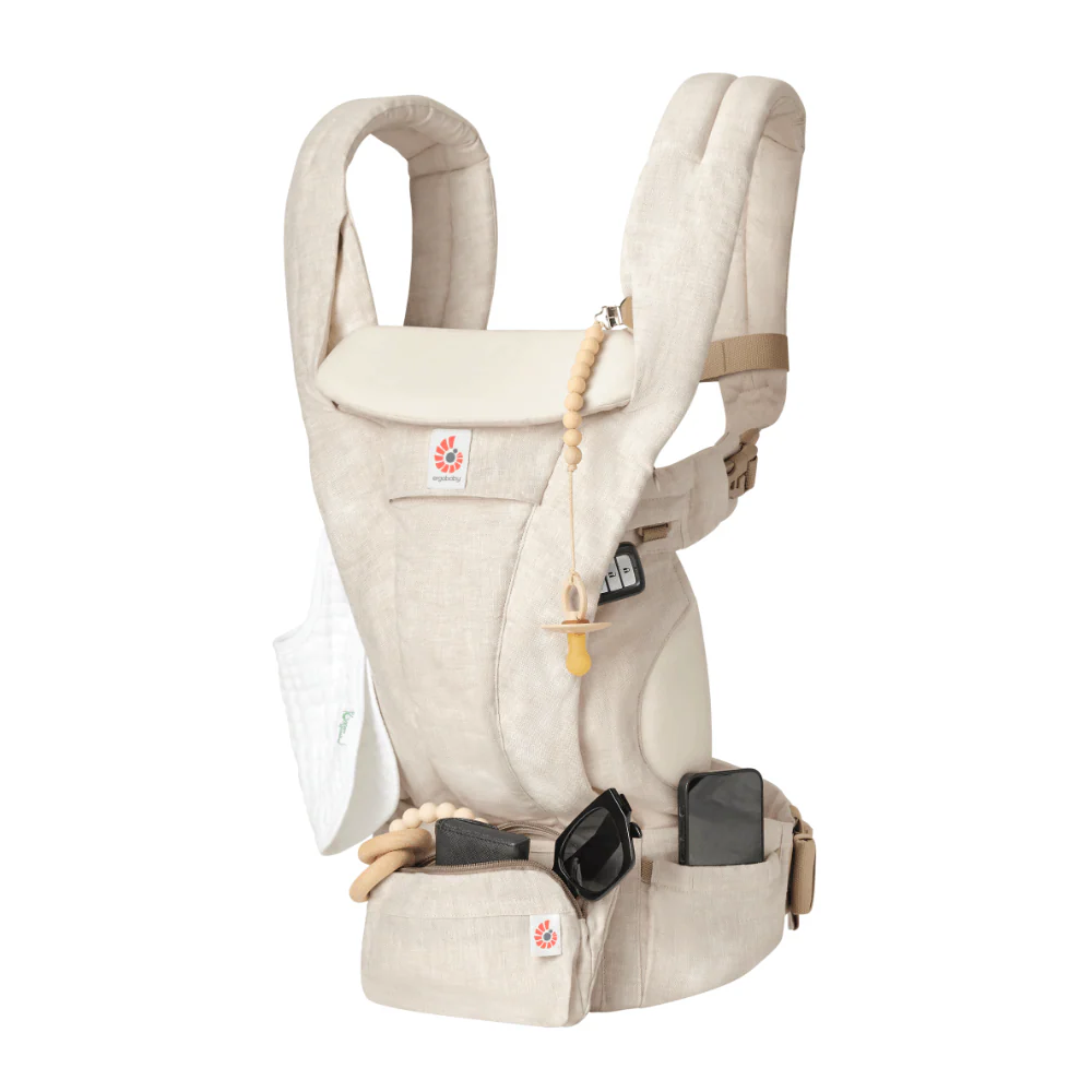 Ergobaby Omni Deluxe Baby Carrier - Lightweight Newborn to Toddler Carrier with Breathable Linen Fabric, Enhanced Lumbar Support, Adjustable Waistbelt & Cross Straps, Privacy Hood, 4 Carry Positions, 6 Storage Pockets, 3-20Kgs, Birth - 4 Years, Linen