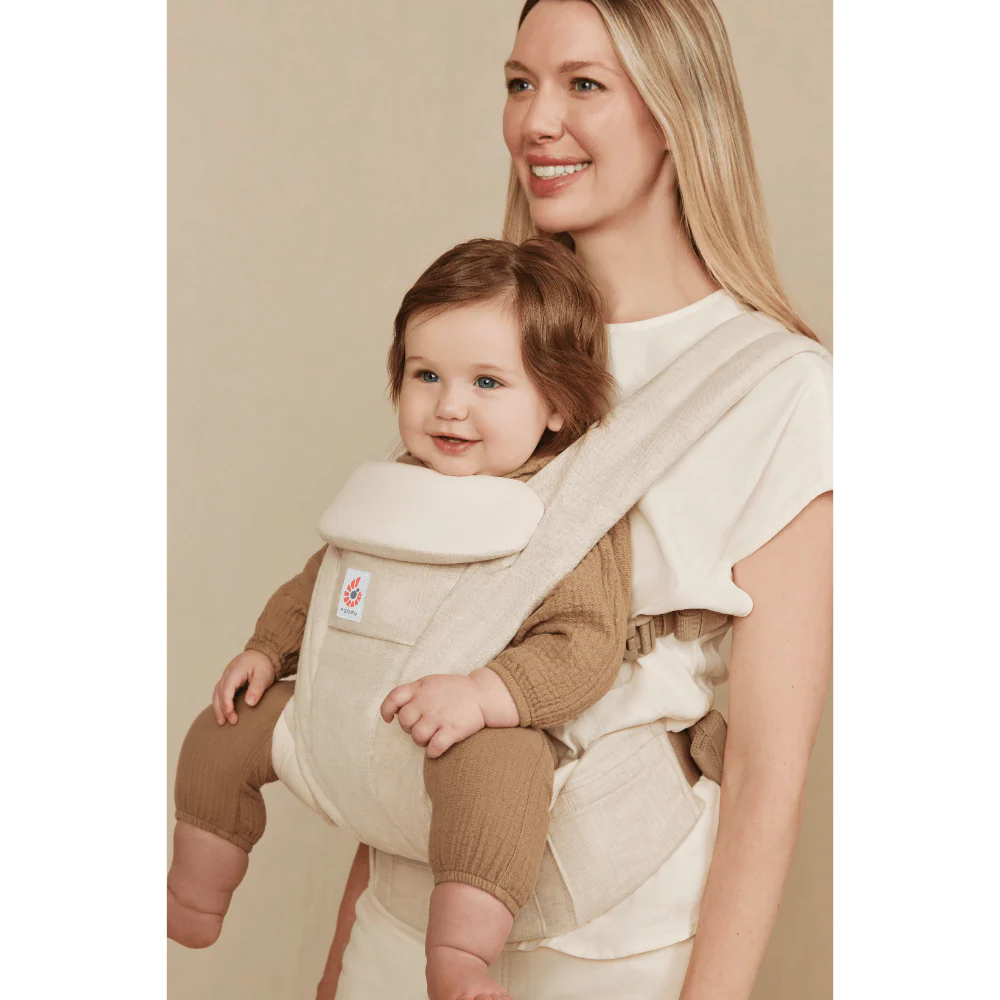 Ergobaby Omni Deluxe Baby Carrier - Lightweight Newborn to Toddler Carrier with Breathable Linen Fabric, Enhanced Lumbar Support, Adjustable Waistbelt & Cross Straps, Privacy Hood, 4 Carry Positions, 6 Storage Pockets, 3-20Kgs, Birth - 4 Years, Linen