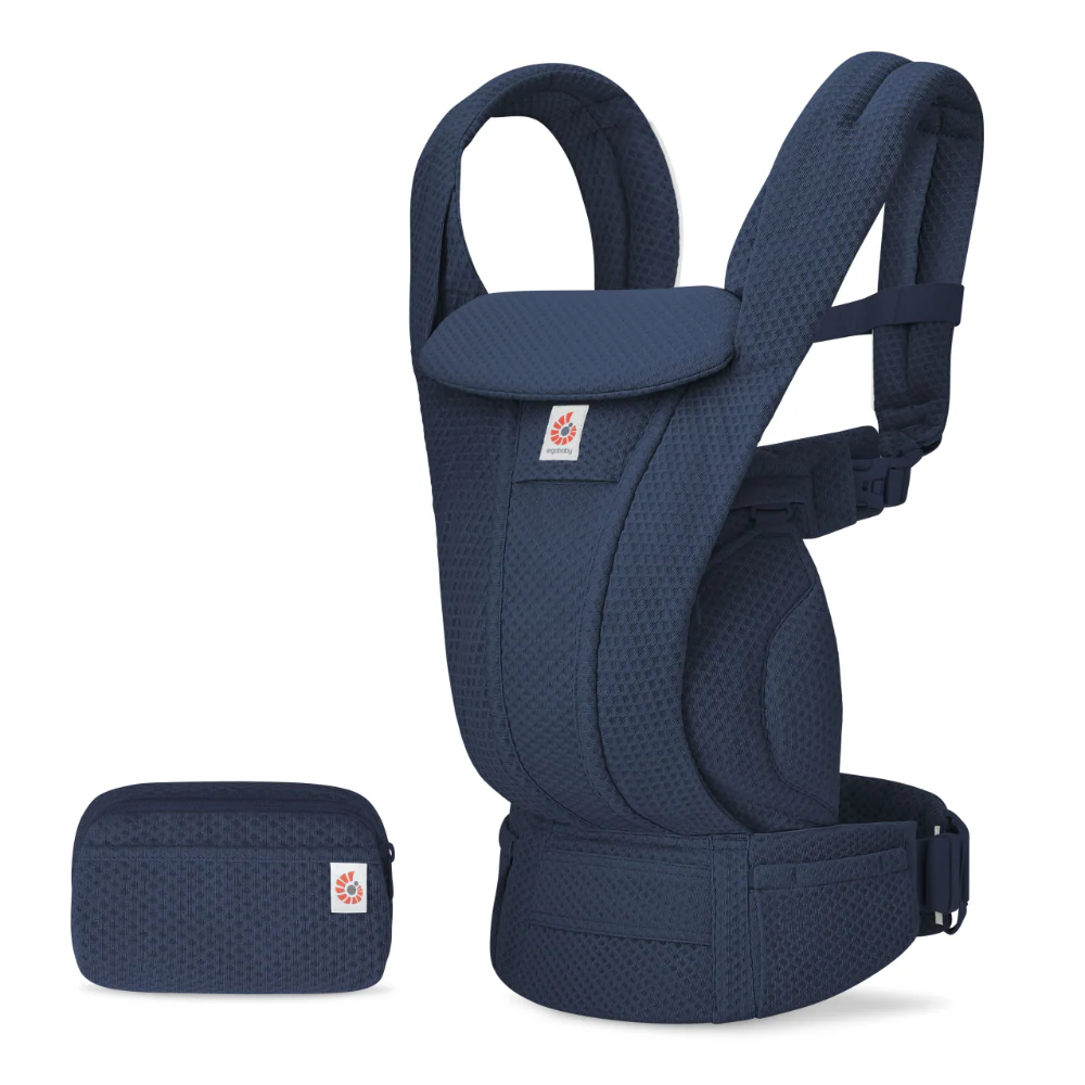 Ergobaby Omni Deluxe Baby Carrier – Lightweight, Breathable Mesh, Adjustable Waistbelt, Lumbar Support, 4 Carry Positions, Privacy Hood, 6 Pockets, Newborn to Toddler (3–20 kg, 0–4 Years), Midnight Blue