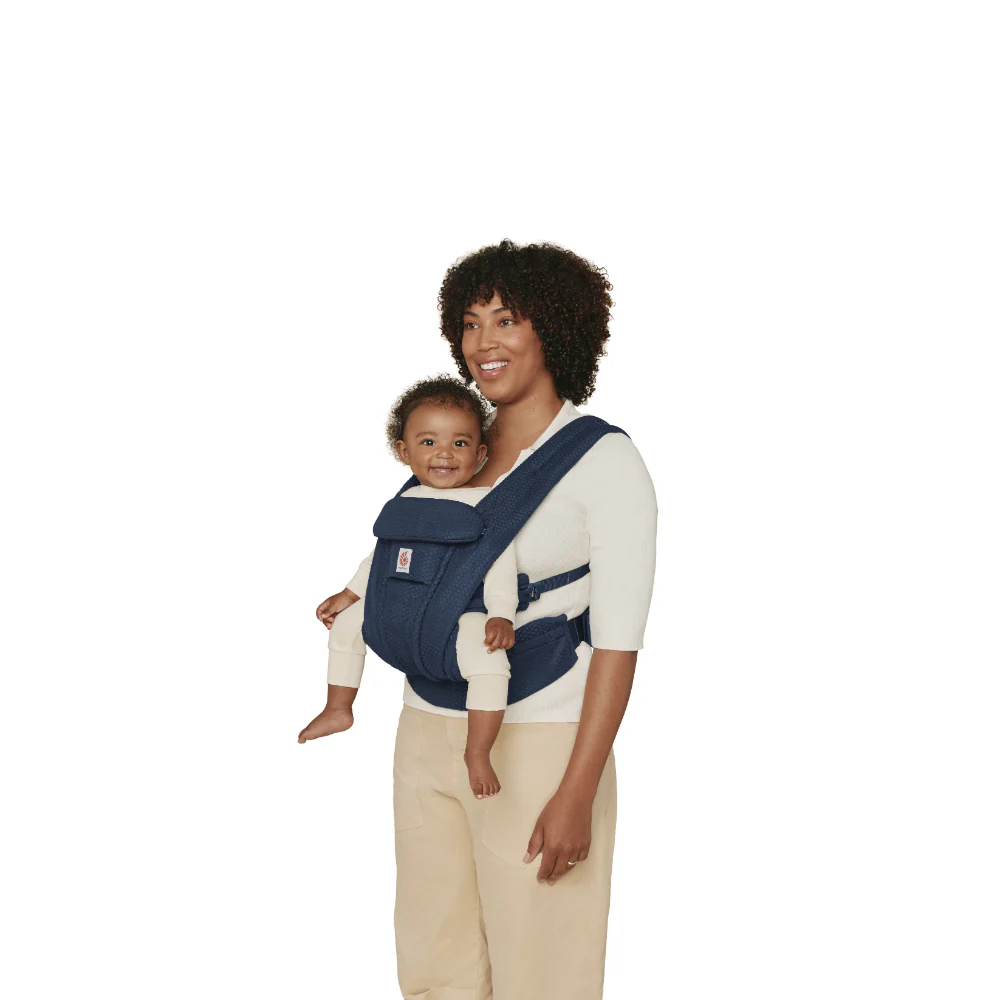 Ergobaby Omni Deluxe Baby Carrier – Lightweight, Breathable Mesh, Adjustable Waistbelt, Lumbar Support, 4 Carry Positions, Privacy Hood, 6 Pockets, Newborn to Toddler (3–20 kg, 0–4 Years), Midnight Blue