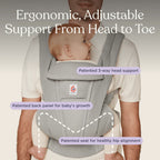 Ergobaby Omni Deluxe Baby Carrier – Lightweight, Breathable Mesh, Adjustable Waistbelt, Lumbar Support, 4 Carry Positions, Privacy Hood, 6 Pockets, Newborn to Toddler (3–20 kg, 0–4 Years), Midnight Blue