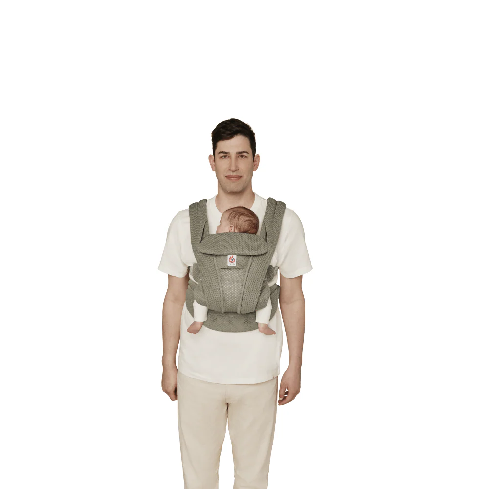 Ergobaby Omni Deluxe Baby Carrier - Lightweight Newborn to Toddler Carrier with Breathable Soft Mesh, Enhanced Lumbar Support, Adjustable Waistbelt & Cross Straps, Privacy Hood, 4 Carry Positions, 6 Storage Pockets, 3-20Kgs, Birth - 4 Years - Soft Olive