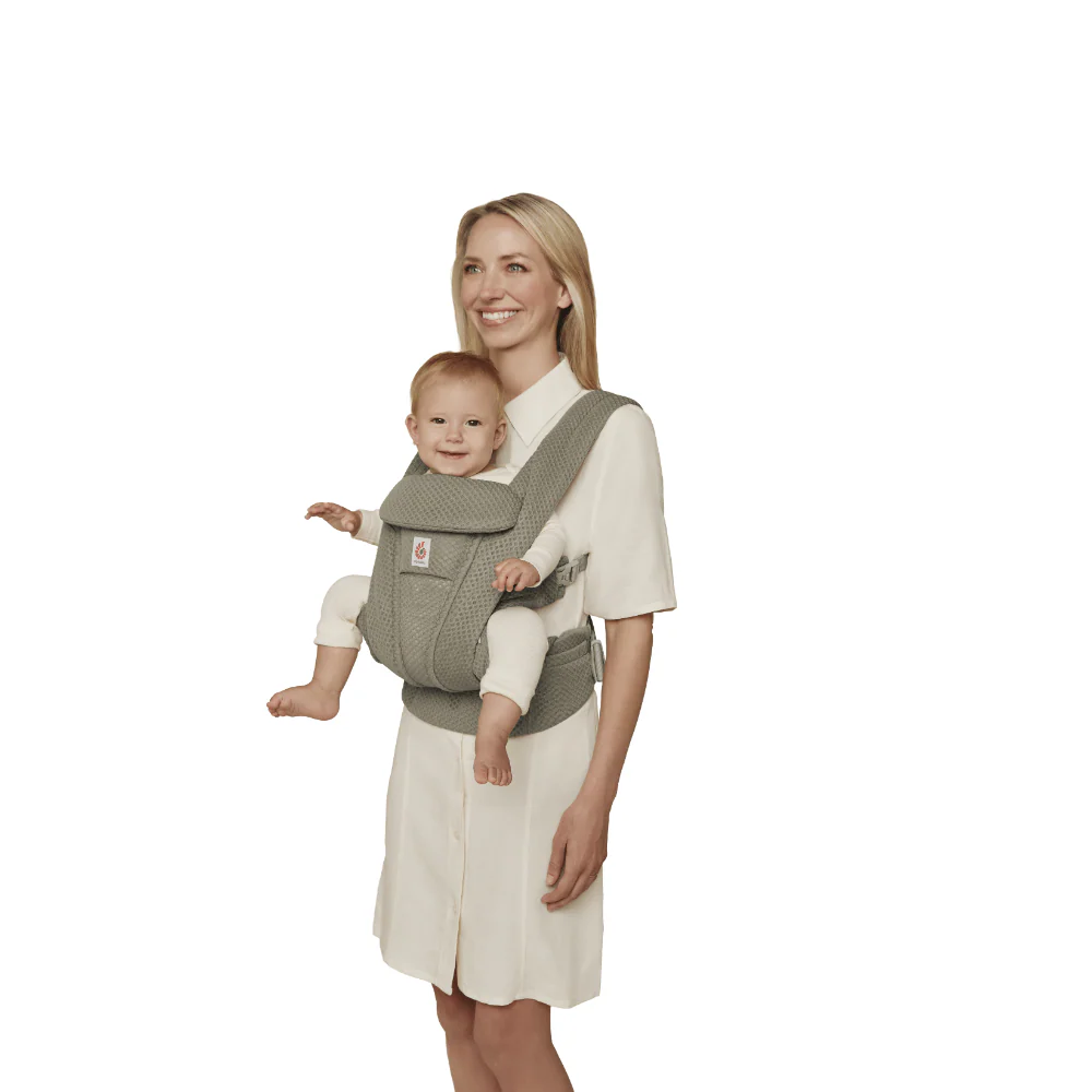 Ergobaby Omni Deluxe Baby Carrier - Lightweight Newborn to Toddler Carrier with Breathable Soft Mesh, Enhanced Lumbar Support, Adjustable Waistbelt & Cross Straps, Privacy Hood, 4 Carry Positions, 6 Storage Pockets, 3-20Kgs, Birth - 4 Years - Soft Olive