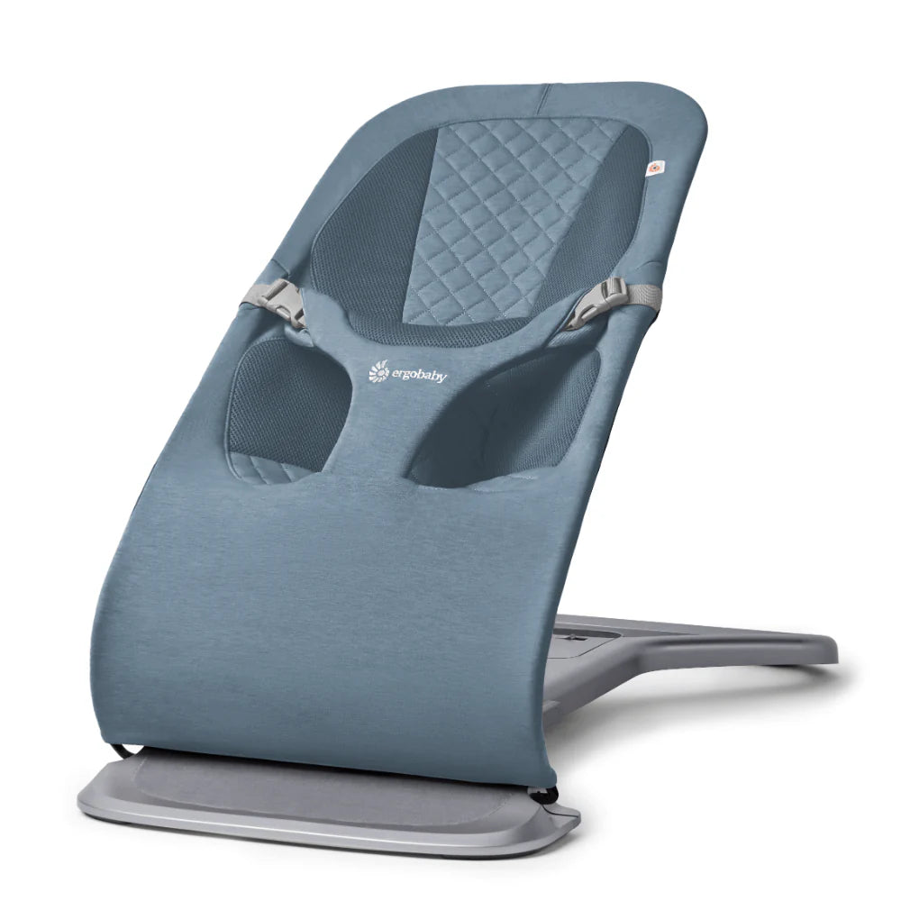 Ergobaby Evolve 3-in-1 Bouncer – Adjustable Multi-Position Baby Bouncer Seat with Newborn Insert, Head to Hip Support, Ergonomic & Lightweight Rocking Chair, Folds Flat for Easy Storage, From Newborn to Toddler, 2-13 Kgs, Birth - 2Years-Oxford Blue