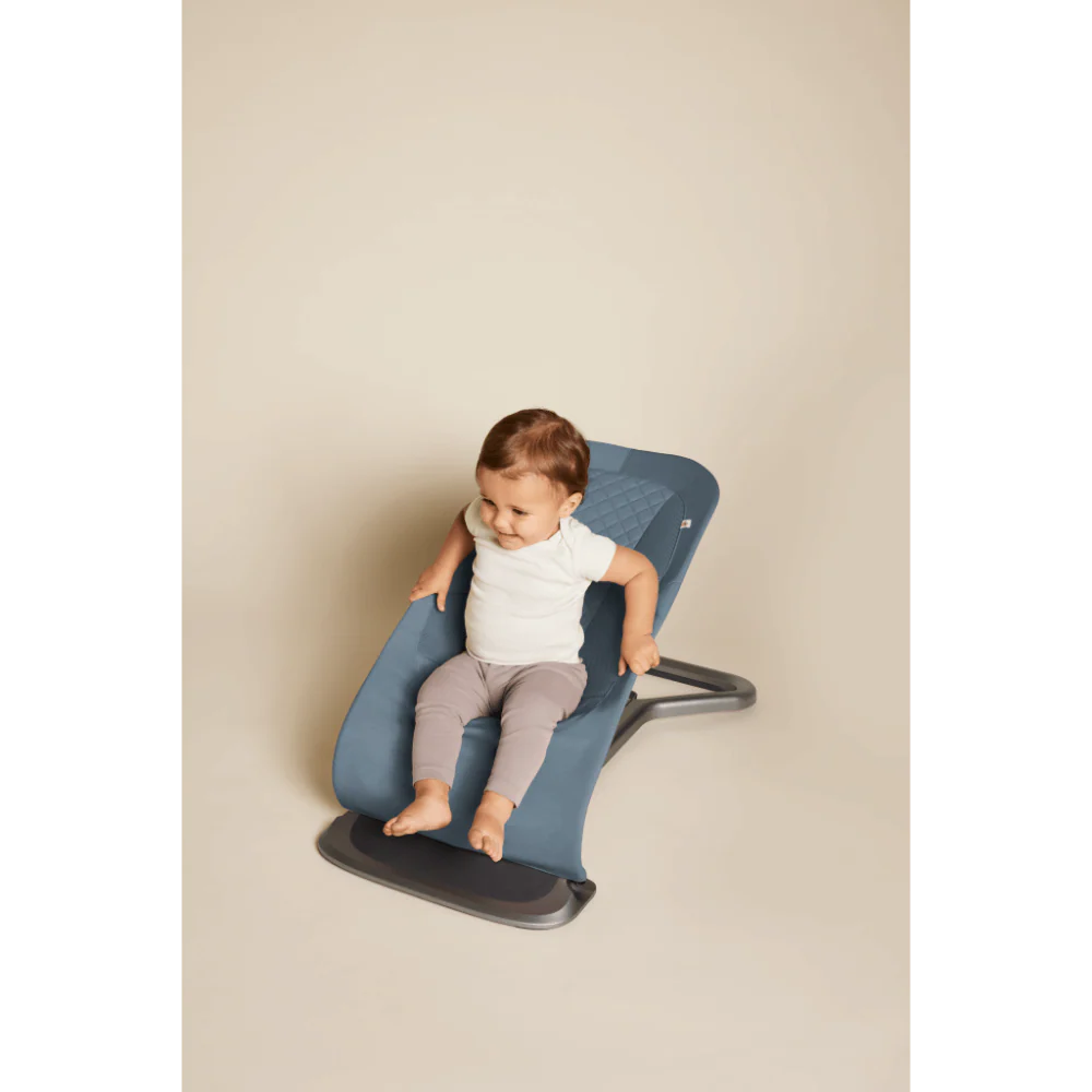 Ergobaby Evolve 3-in-1 Bouncer – Adjustable Multi-Position Baby Bouncer Seat with Newborn Insert, Head to Hip Support, Ergonomic & Lightweight Rocking Chair, Folds Flat for Easy Storage, From Newborn to Toddler, 2-13 Kgs, Birth - 2Years-Oxford Blue