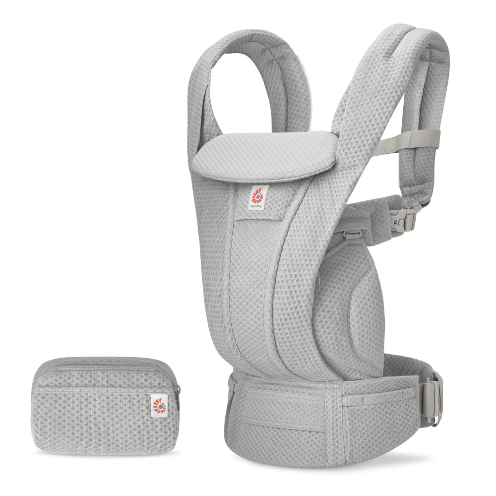 Ergobaby Omni Deluxe Baby Carrier - Lightweight Newborn to Toddler Carrier with Breathable Soft Mesh, Enhanced Lumbar Support, Adjustable Waistbelt & Cross Straps, Privacy Hood, 4 Carry Positions, 6 Storage Pockets, 3-20Kgs, Birth - 4 Years, Pearl Grey