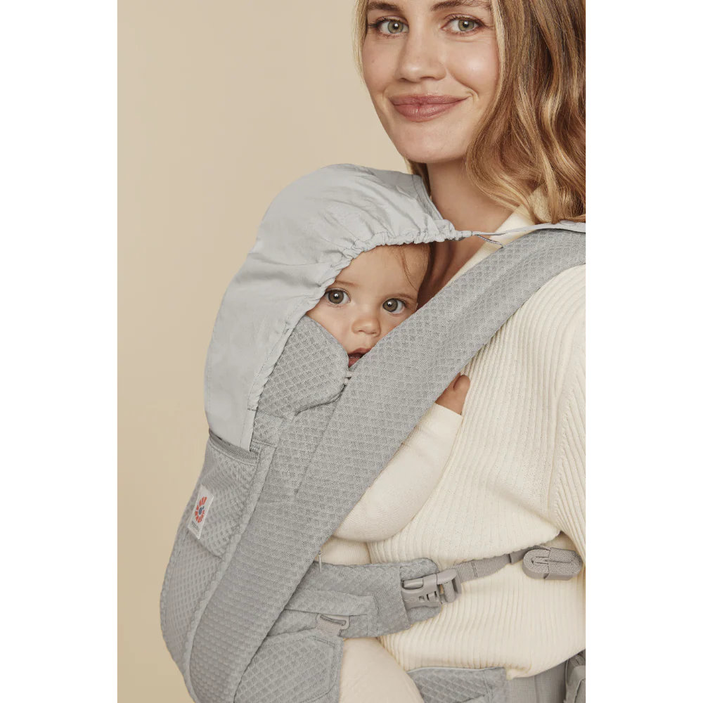 Ergobaby Omni Deluxe Baby Carrier - Lightweight Newborn to Toddler Carrier with Breathable Soft Mesh, Enhanced Lumbar Support, Adjustable Waistbelt & Cross Straps, Privacy Hood, 4 Carry Positions, 6 Storage Pockets, 3-20Kgs, Birth - 4 Years, Pearl Grey