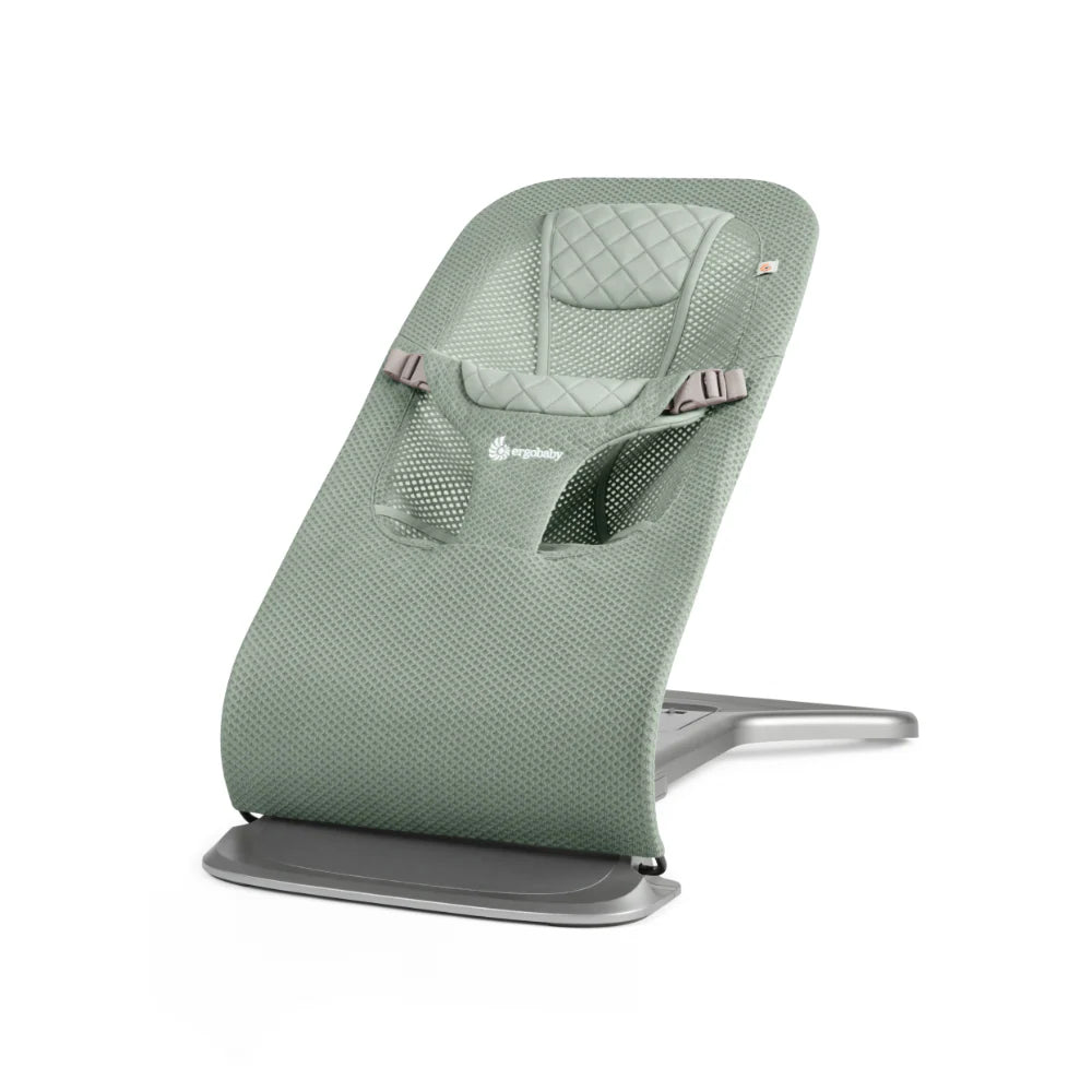 Ergobaby Evolve 3-in-1 Bouncer – Adjustable Multi-Position Baby Bouncer Seat with Newborn Insert, Head to Hip Support, Ergonomic & Lightweight Rocking Chair, Folds Flat for Easy Storage, From Newborn to Toddler, 2-13 Kgs, Birth - 2Years-SAGE GREEN