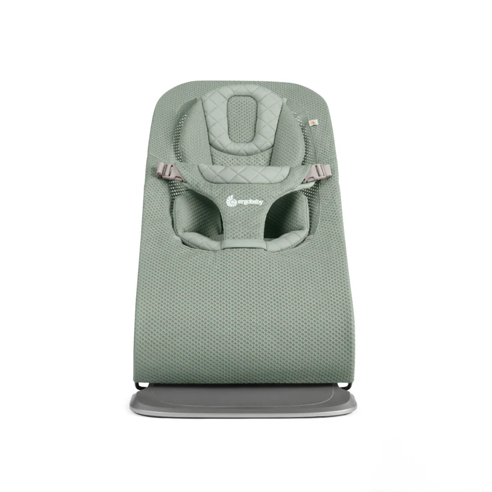 Ergobaby Evolve 3-in-1 Bouncer – Adjustable Multi-Position Baby Bouncer Seat with Newborn Insert, Head to Hip Support, Ergonomic & Lightweight Rocking Chair, Folds Flat for Easy Storage, From Newborn to Toddler, 2-13 Kgs, Birth - 2Years-SAGE GREEN