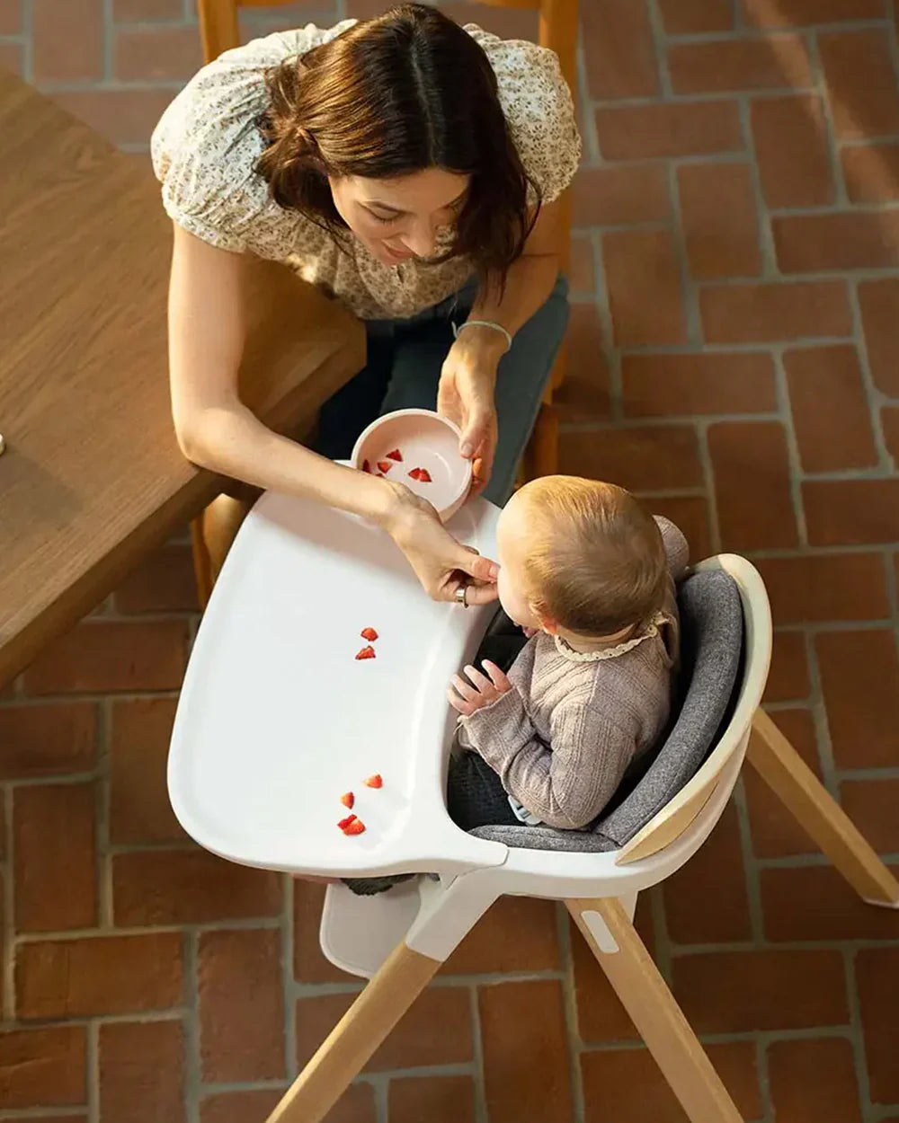Nuna Bryn Baby High Chair-With Removable Seat Pad & Child Tray-Tool Free Assembly-Made From Premium Black Walnut & Maple Woods-For 6M+ (Upto 100 Kg)-Heritage