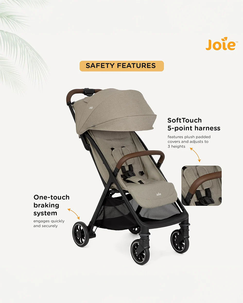 Joie Pact Pro Cabin Friendly Stroller-One Hand Fold-Flat Reclining Seat-Travel System Compatible-2 Years Warranty-Pram for 0 to 4Y (Upto 22 Kg)-OAK
