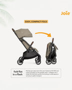Joie Pact Pro Cabin Friendly Stroller-One Hand Fold-Flat Reclining Seat-Travel System Compatible-2 Years Warranty-Pram for 0 to 4Y (Upto 22 Kg)-OAK