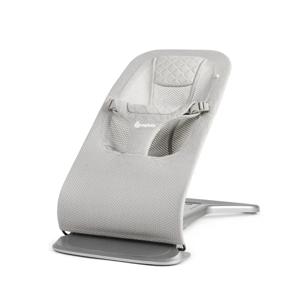 Ergobaby Evolve 3-in-1 Bouncer – Adjustable Multi-Position Baby Bouncer Seat with Newborn Insert, Head to Hip Support, Ergonomic & Lightweight Rocking Chair, Folds Flat for Easy Storage, From Newborn to Toddler, 2-13 Kgs, Birth - 2Years-LIGHT GREY