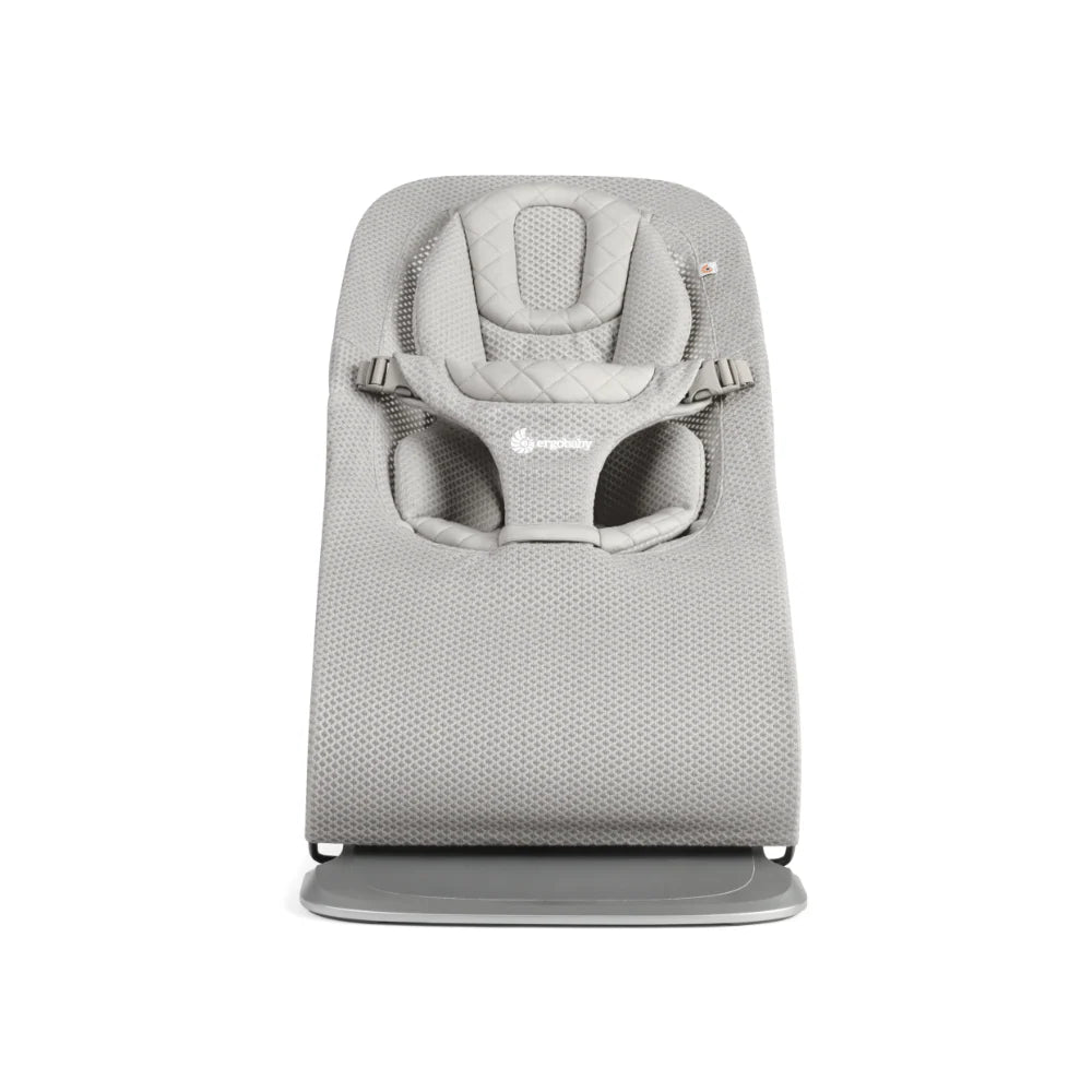 Ergobaby Evolve 3-in-1 Bouncer – Adjustable Multi-Position Baby Bouncer Seat with Newborn Insert, Head to Hip Support, Ergonomic & Lightweight Rocking Chair, Folds Flat for Easy Storage, From Newborn to Toddler, 2-13 Kgs, Birth - 2Years-LIGHT GREY