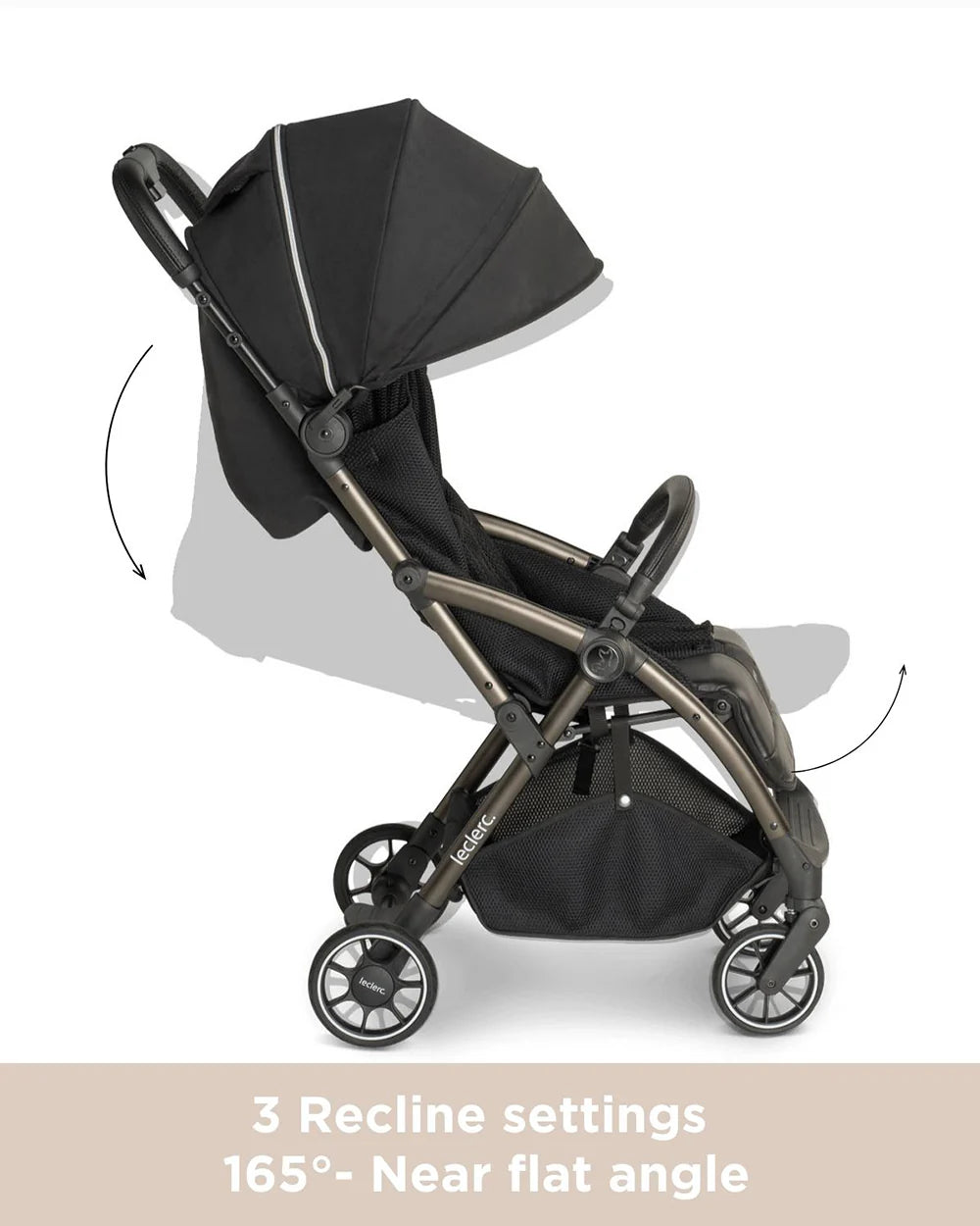 Leclerc Hexagon Cabin Friendly Stroller-One Touch Fold-2 Years Warranty-For 6M to 5Y (Upto 22Kg)-Black