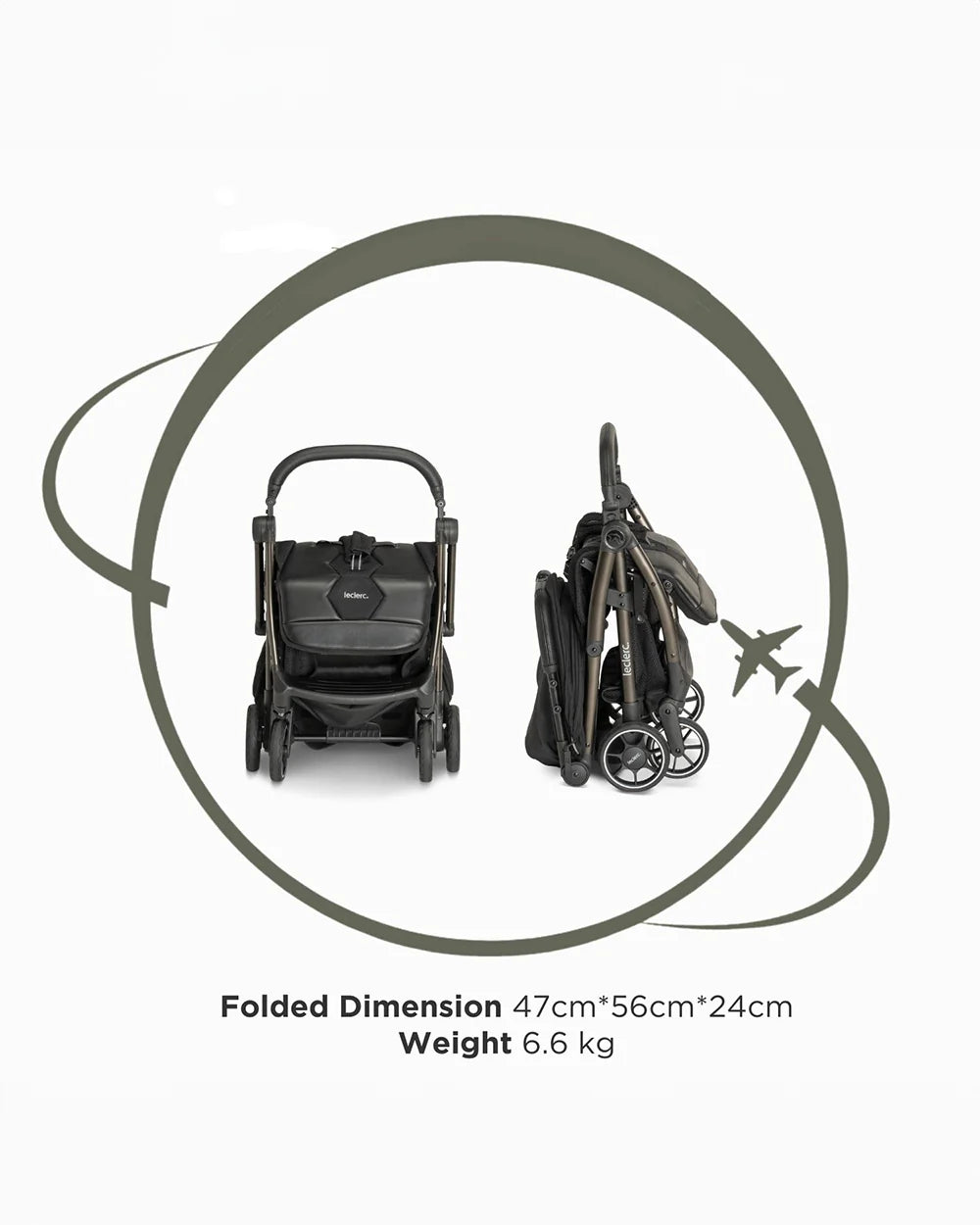 Leclerc Hexagon Cabin Friendly Stroller-One Touch Fold-2 Years Warranty-For 6M to 5Y (Upto 22Kg)-Black