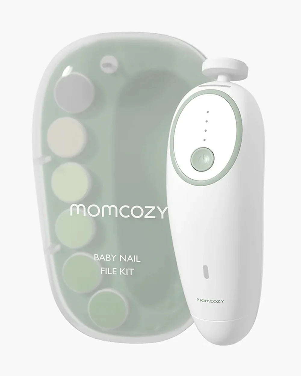 Momcozy Electric Baby Nail File-With 7 Replacement Pads & 360° Ring Light-Green