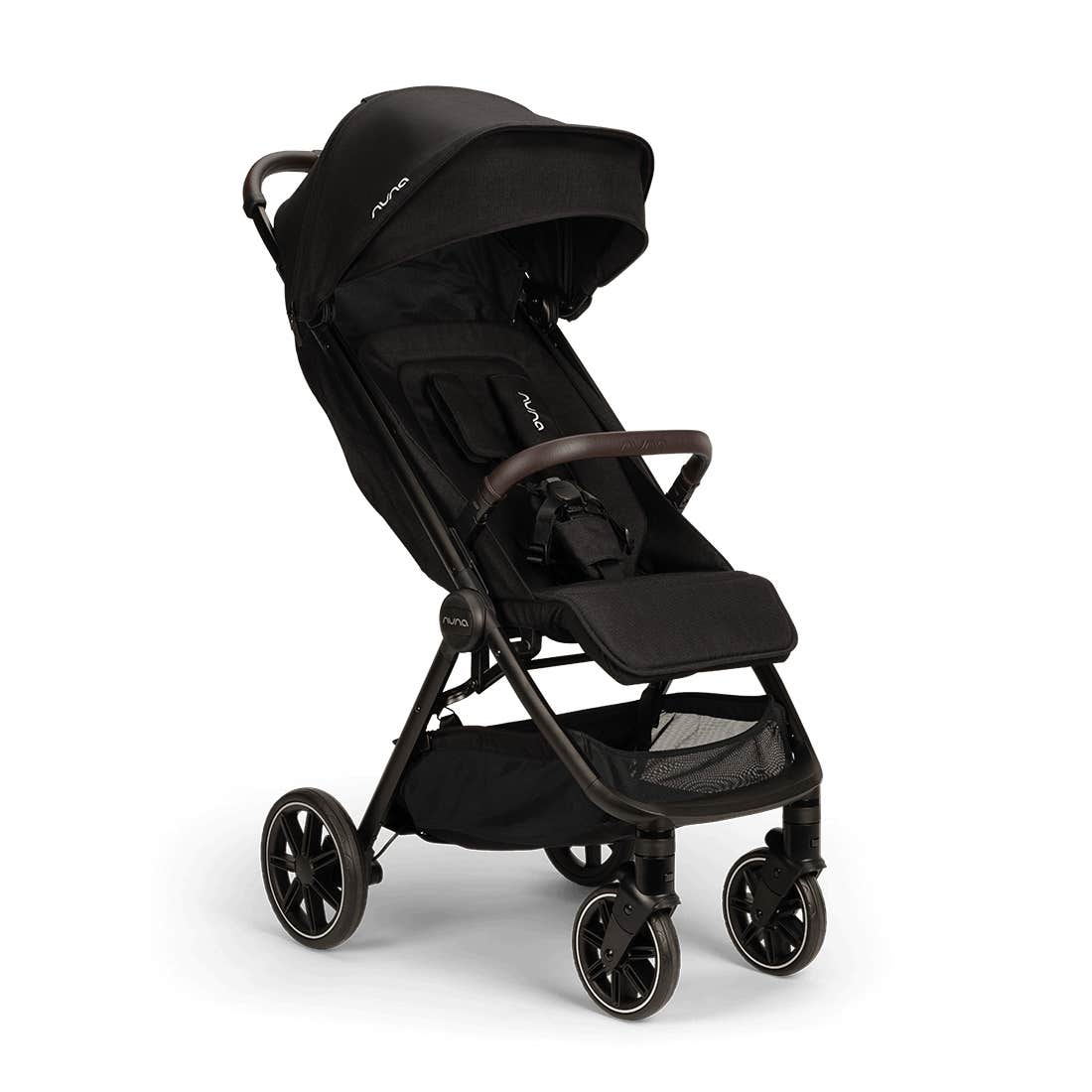 Nuna TRVL LX Cabin Friendly Baby Stroller-With Cup Holder-One Hand Fold-Big Rear Wheels-Car Seat Compatible-Includes Rain Cover & Travel Bag-2 Years Warranty-Pram for 0 to 4Y (Upto 22Kg)-Caviar