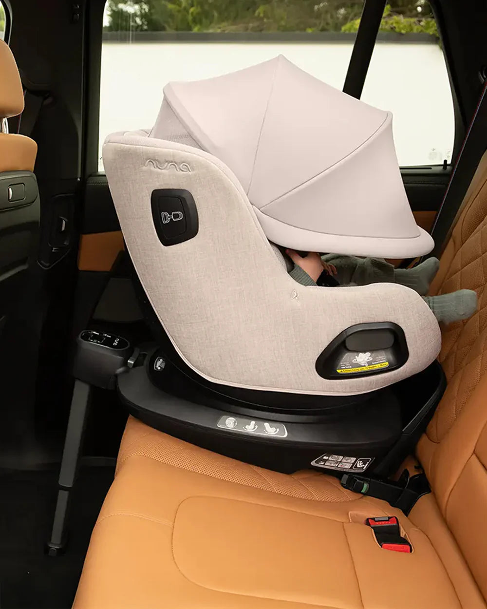Nuna PRUU Aire Baby Car Seat-Convertible (Forward & Rear Facing)-360 Degrees Rotation-With Retractabe Sun Canopy-Moisture Absorbing Airy Mesh-5 Positions Recline In Both Mode-For 0 to 4Y (Upto 19 Kg)-Cedar