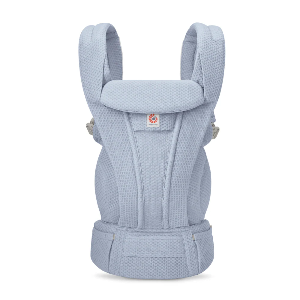 Ergobaby Omni Deluxe Baby Carrier - Lightweight Newborn to Toddler Carrier with Breathable Soft Mesh, Enhanced Lumbar Support, Adjustable Waistbelt & Cross Straps, Privacy Hood, 4 Carry Positions, 6 Storage Pockets, 3-20Kgs, Birth - 4 Years, Serene Blue