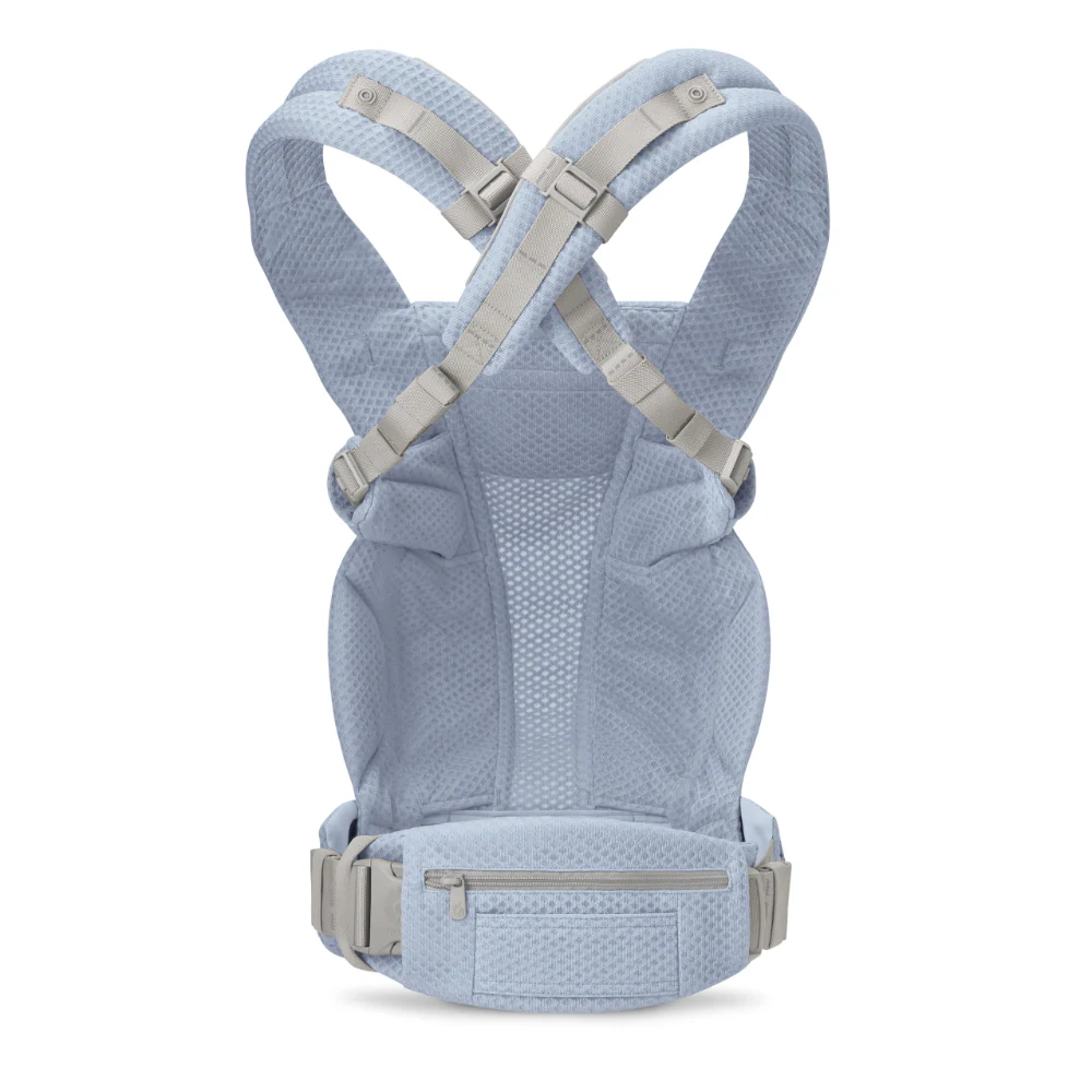 Ergobaby Omni Deluxe Baby Carrier - Lightweight Newborn to Toddler Carrier with Breathable Soft Mesh, Enhanced Lumbar Support, Adjustable Waistbelt & Cross Straps, Privacy Hood, 4 Carry Positions, 6 Storage Pockets, 3-20Kgs, Birth - 4 Years, Serene Blue