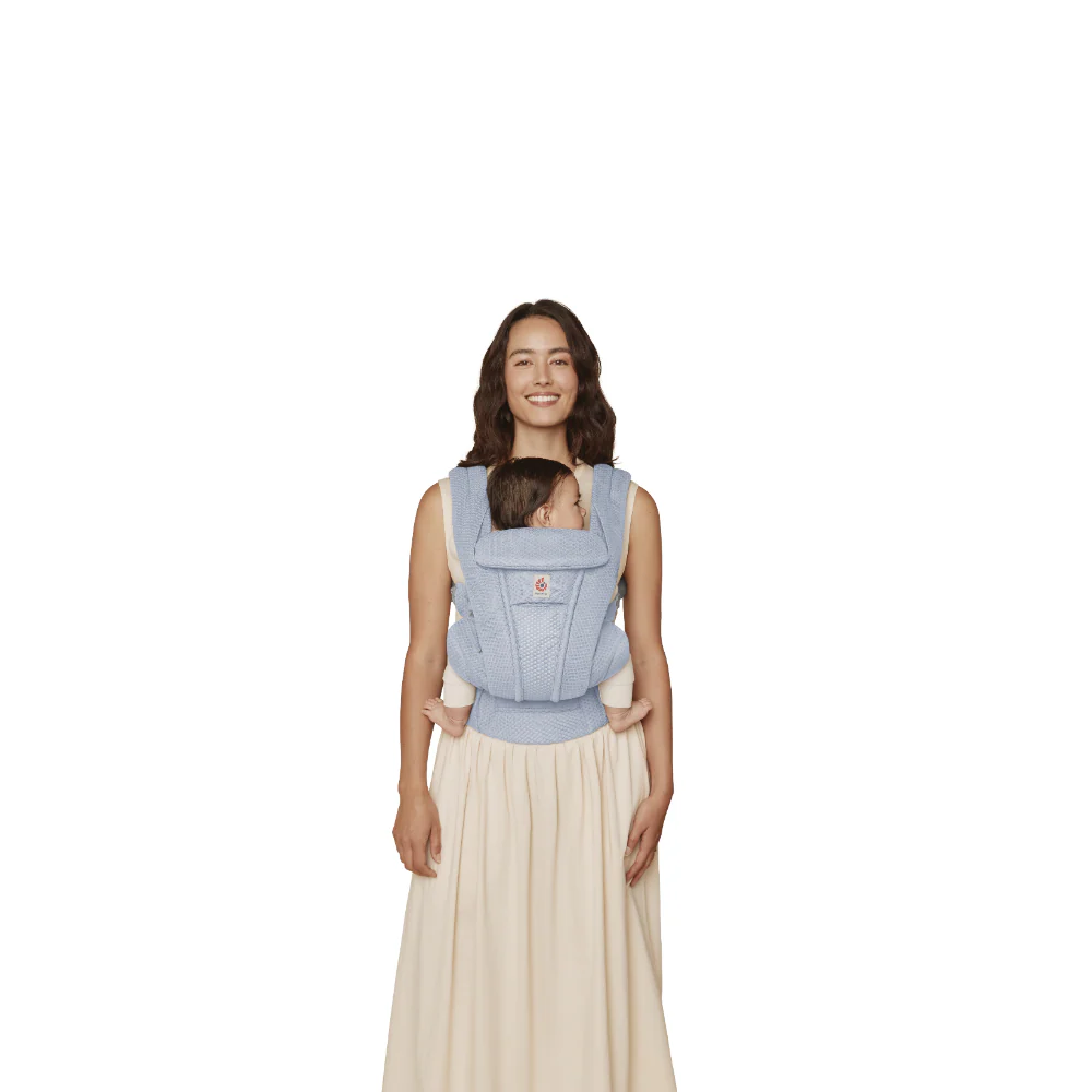 Ergobaby Omni Deluxe Baby Carrier - Lightweight Newborn to Toddler Carrier with Breathable Soft Mesh, Enhanced Lumbar Support, Adjustable Waistbelt & Cross Straps, Privacy Hood, 4 Carry Positions, 6 Storage Pockets, 3-20Kgs, Birth - 4 Years, Serene Blue