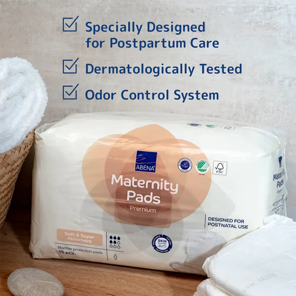 Abena Maternity Pads, High Absorbency Postpartum Protection 15Pcs