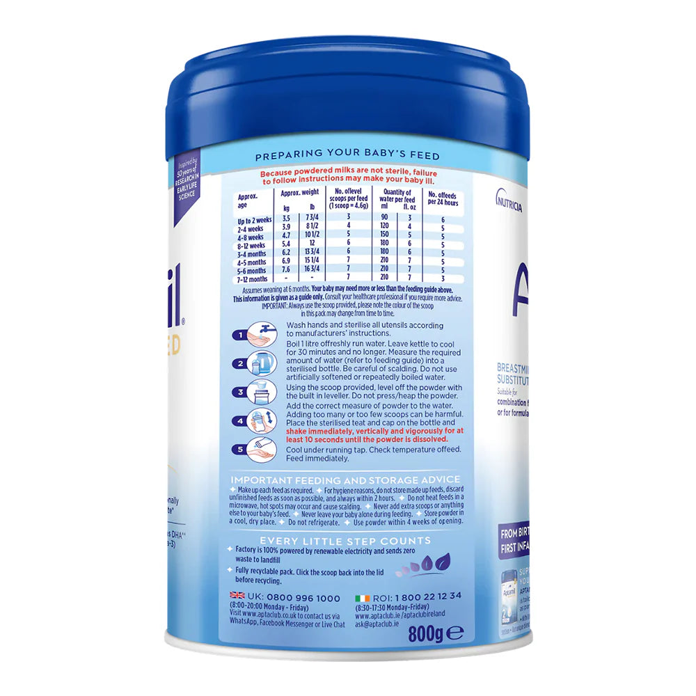 Aptamil Advanced First Infant Milk Formula Stage 1, 0-6 Months 800g