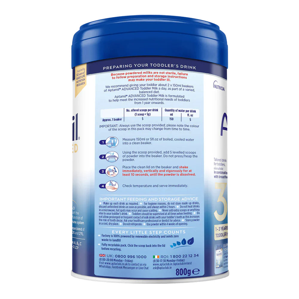 Aptamil Advanced Toddler Milk Formula Stage 3, 1-3 Years 800g