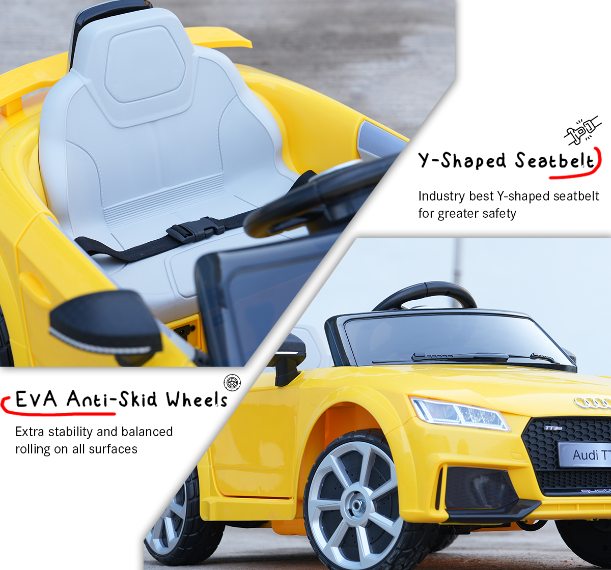 E MOTORAD Audi TTRS Toy Car Yellow Ride on Car