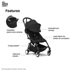 Stokke YOYO³ Stroller – Black Frame & 6 Months+ Color Pack – Lightweight, Compact, Foldable & Travel Friendly Stoller with Padded Seat & Canopy with Viewing Window, UPF 50 Months+ Sun Protection, Stroller for Babies from 6 Months to 4 Years-Black